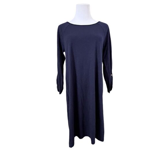 Lilly Pulitzer Surfcrest Rolled Sleeve Knit Swing Dress Navy Blue sz MEDIUM - Picture 1 of 12